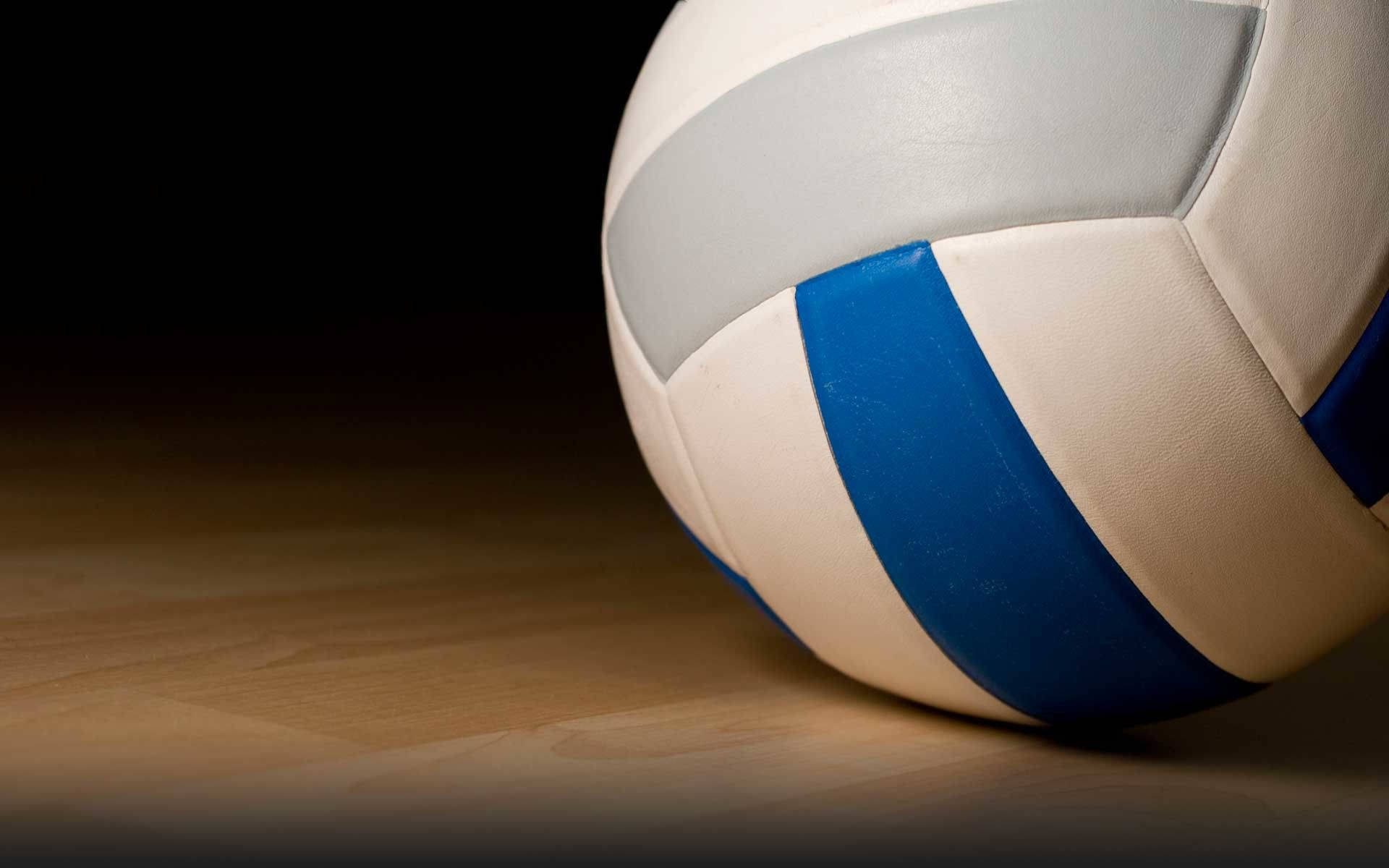 Volleyball Leather Ball White Blue Background