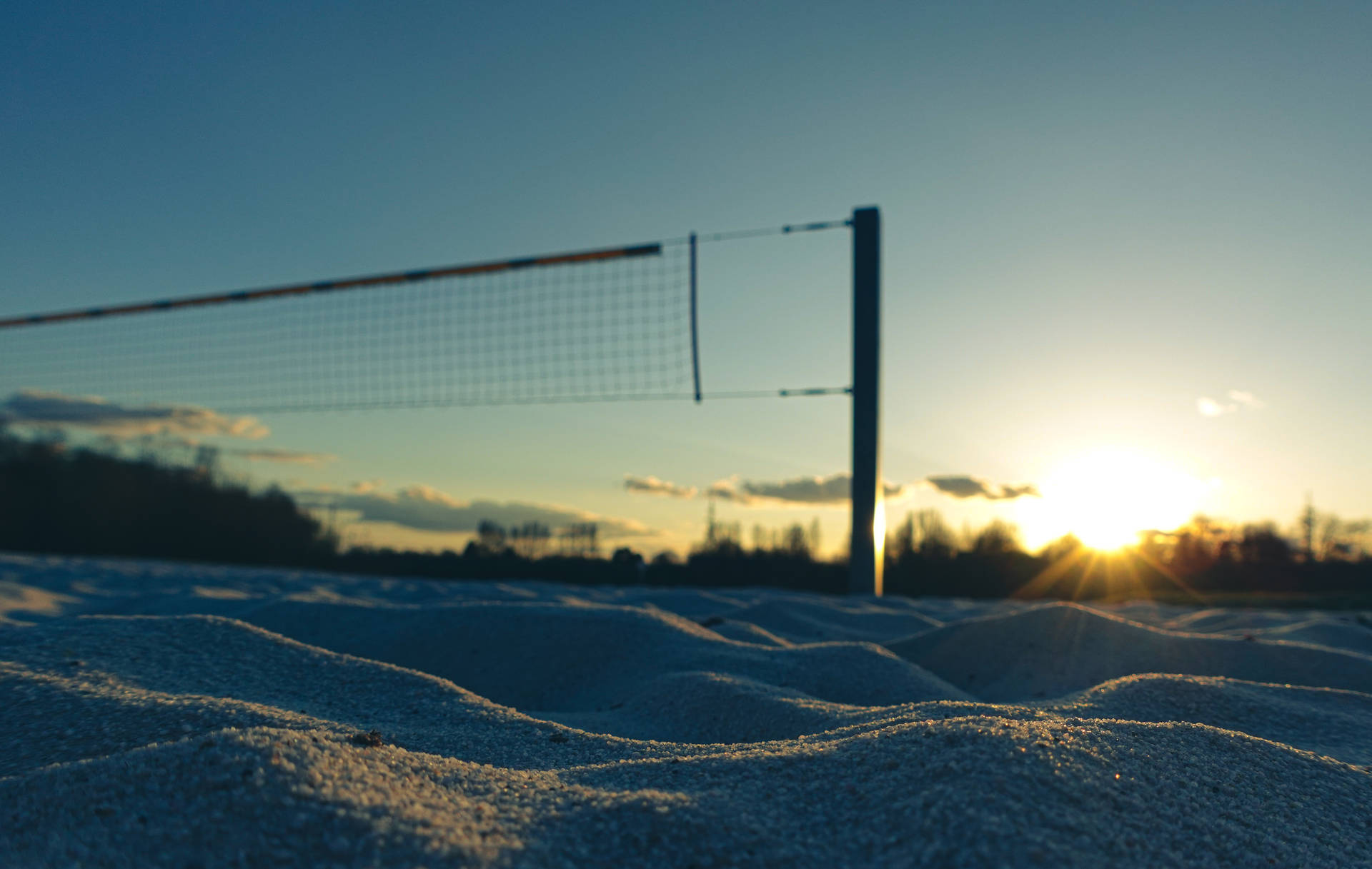 Volleyball Net On Beach Background