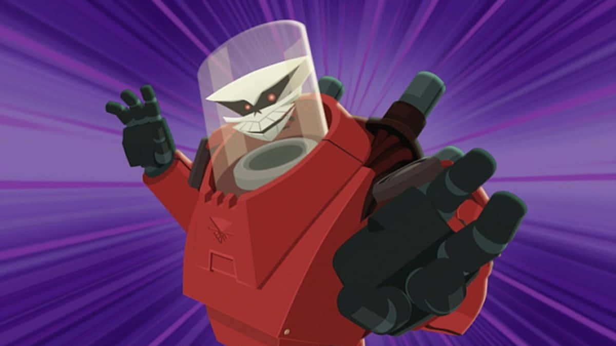 Voltar In Armor Suit From The League Of Super Evil Background