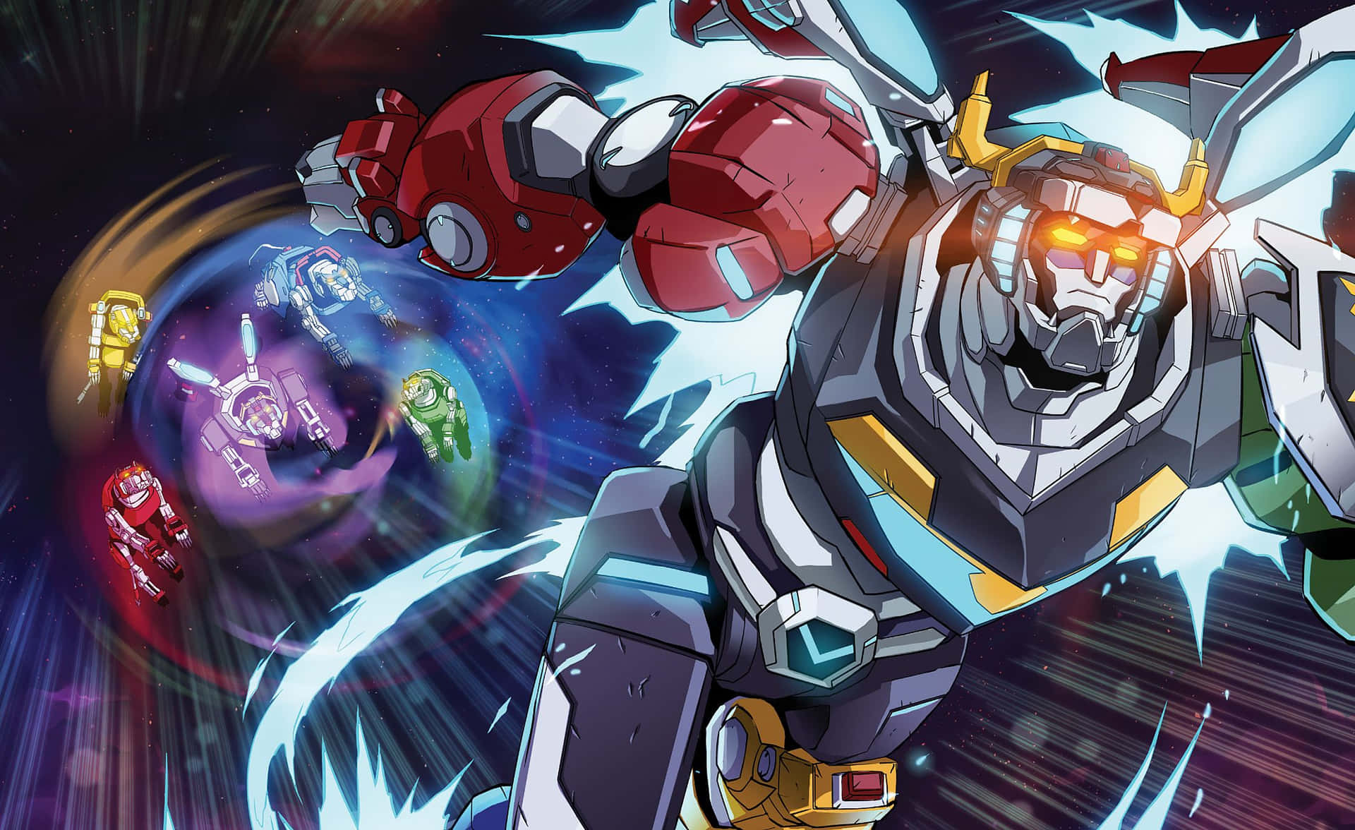 Voltron Lion Robots Unite Attack Background