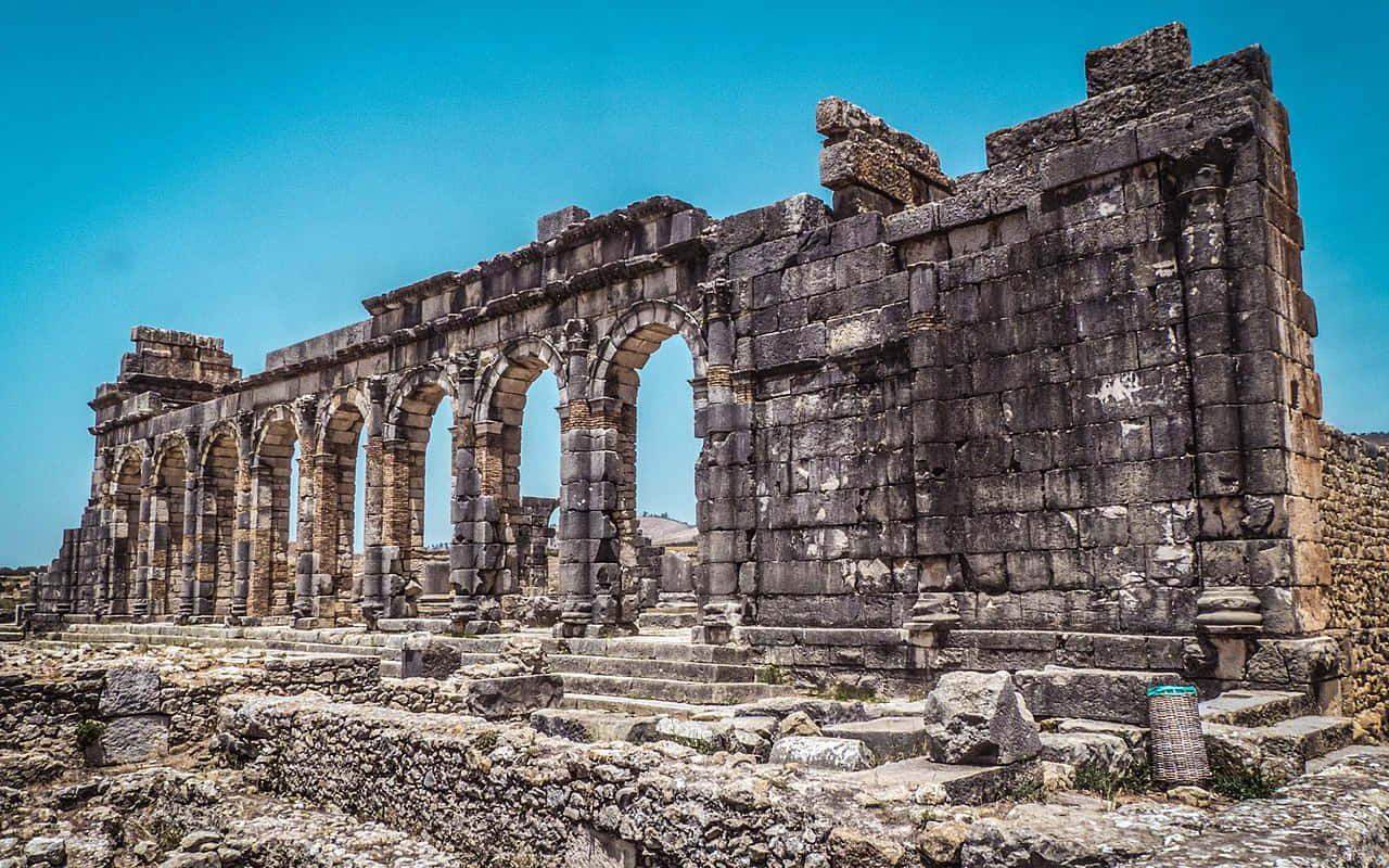 Volubilis Clear Sky Many Arches Background