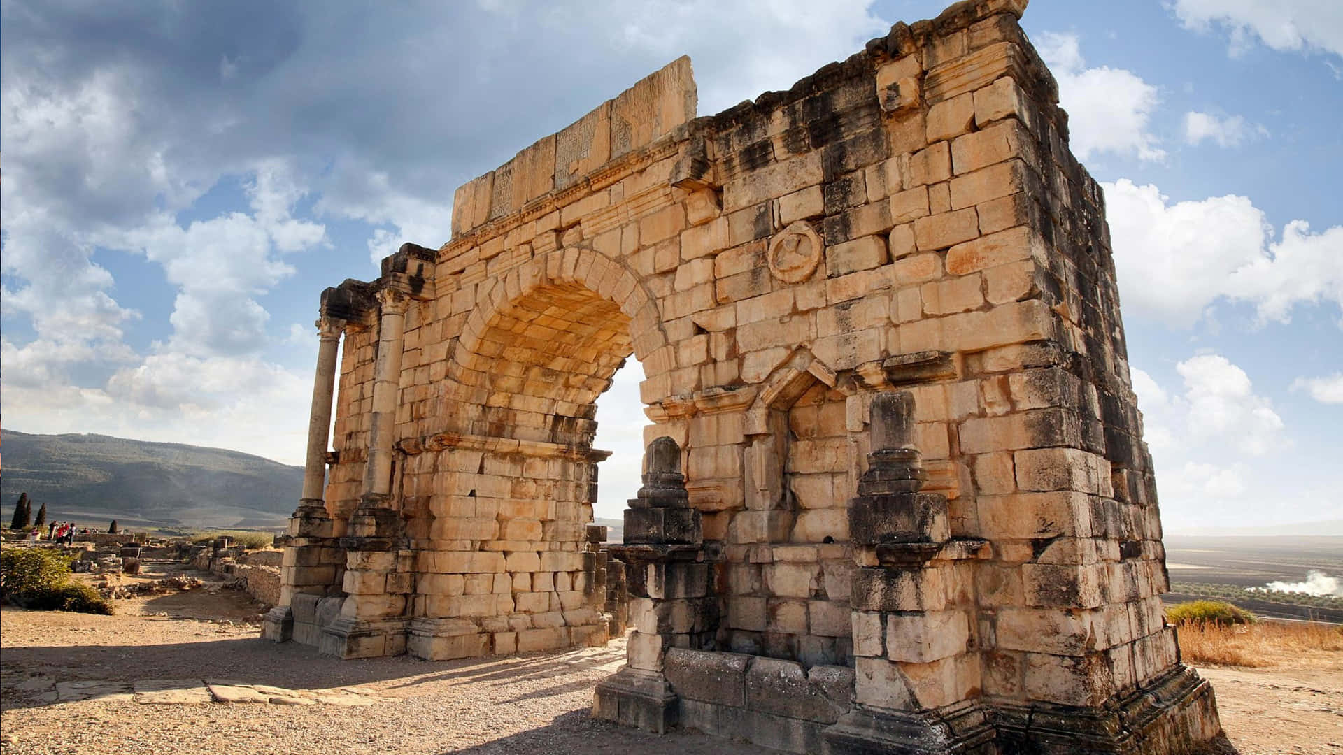 Volubilis Large Stone Arch Morocco Background