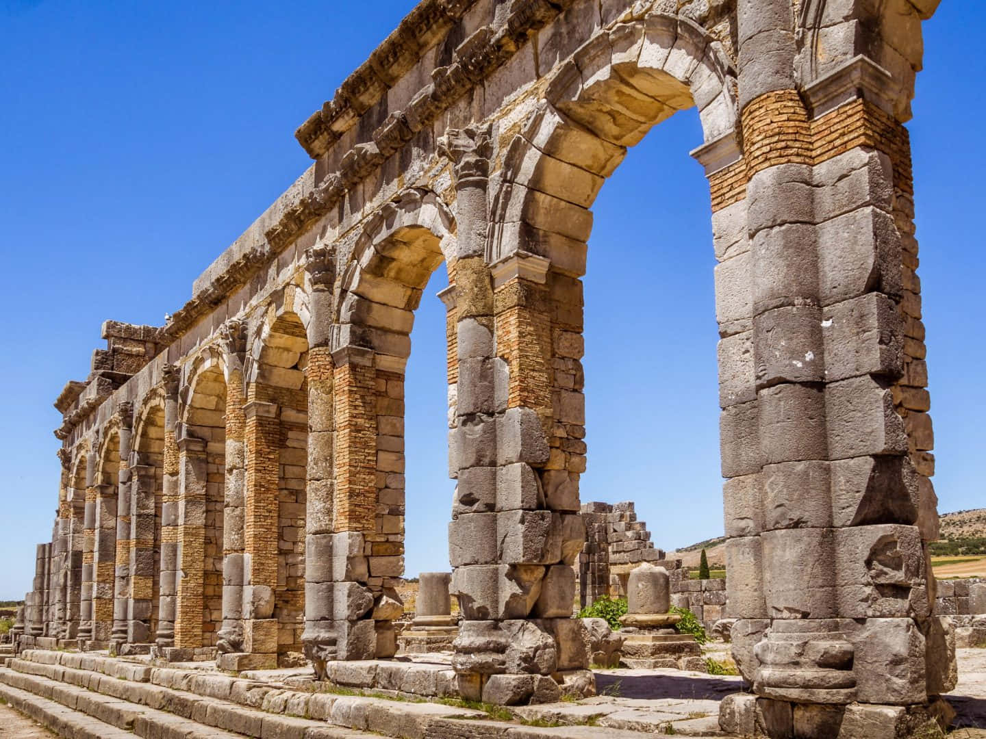 Volubilis Stone Ruins Arches Background