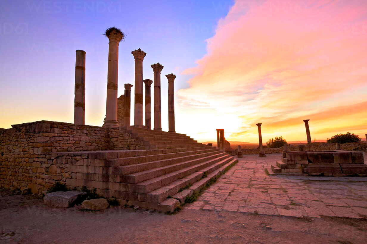 Volubilis Sunset Stairs Background