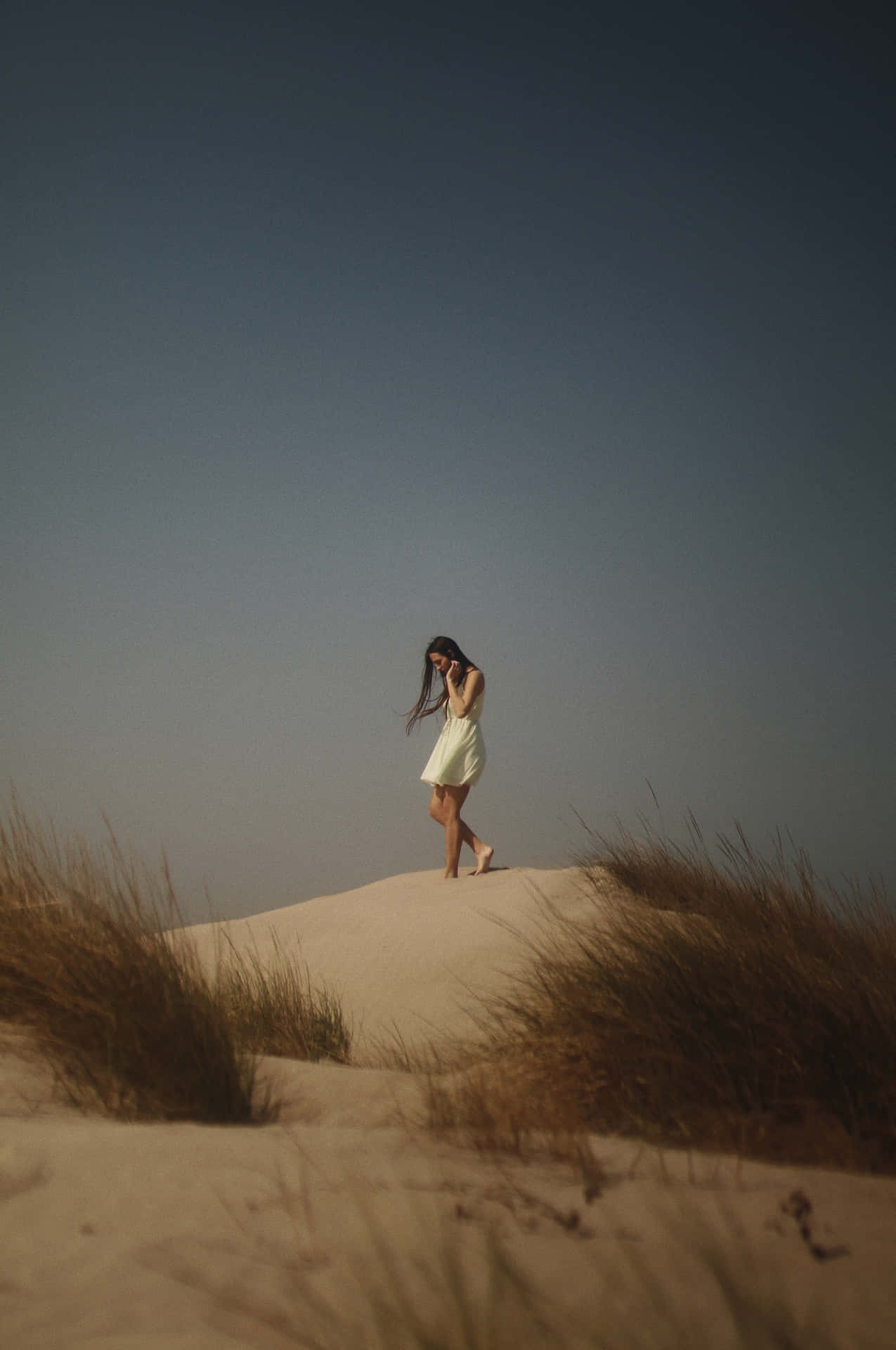 Vulnerable Woman Walking Background