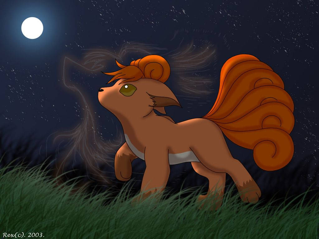 Vulpix And A Full Moon Background