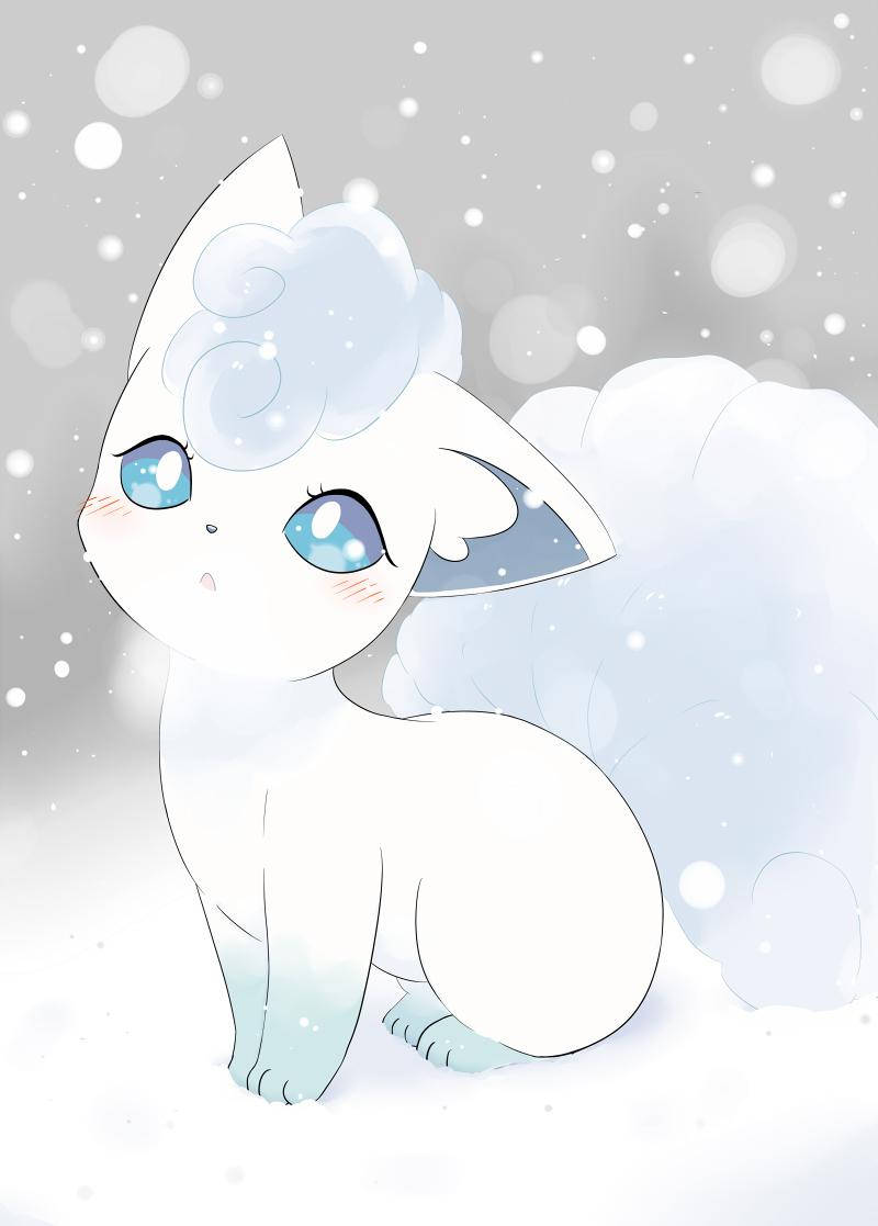 Vulpix On A Winter Background