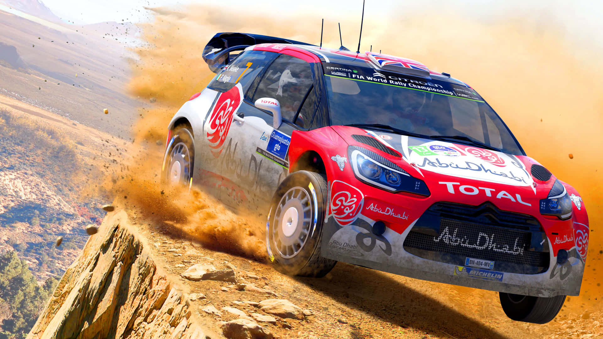 W R C Rally Car Dynamic Desert Drift Background