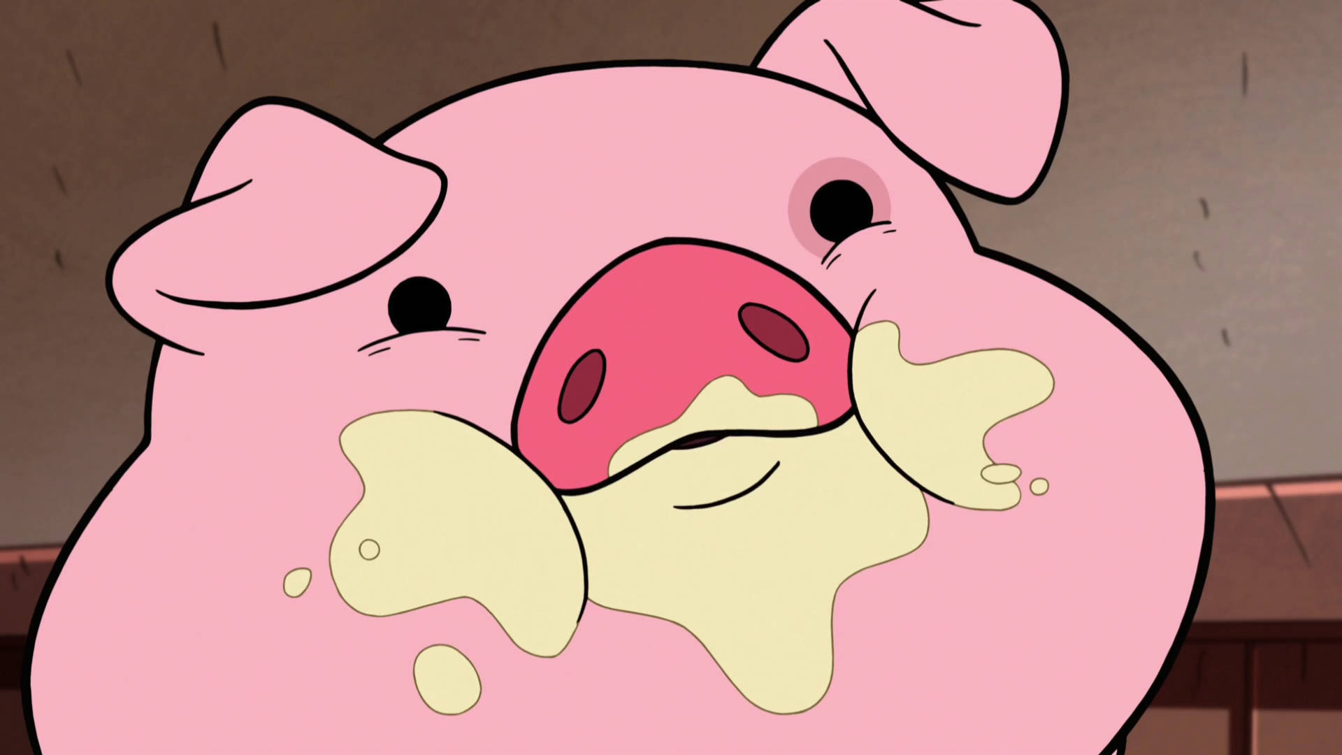 Waddles With Messy Face Background