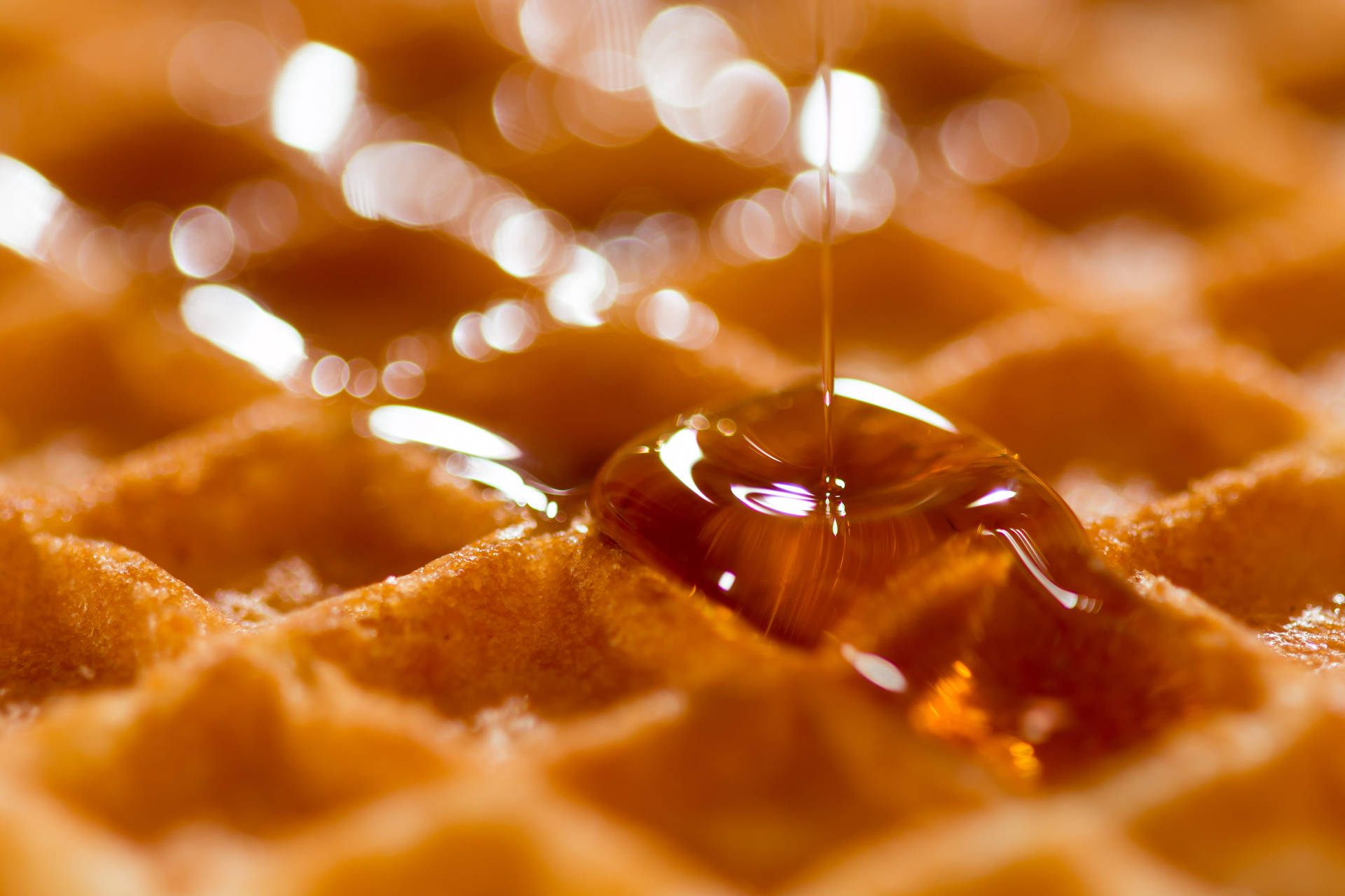 Waffle Syrup Macro Background