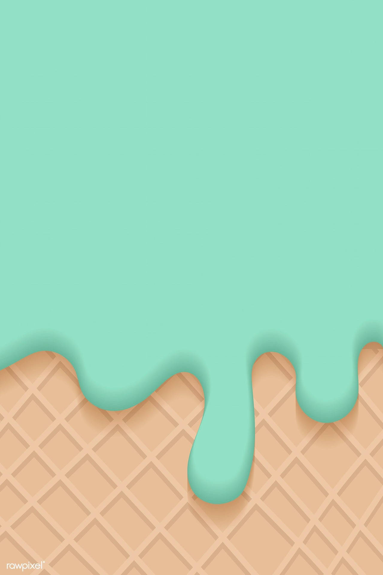 Waffle Texture With Melting Mint Green Iphone Background