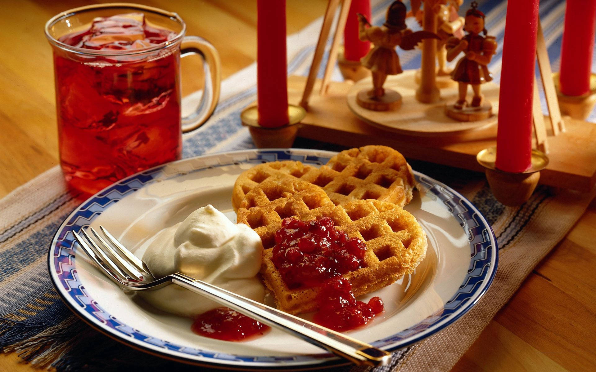Waffle With Frozen Compote Background