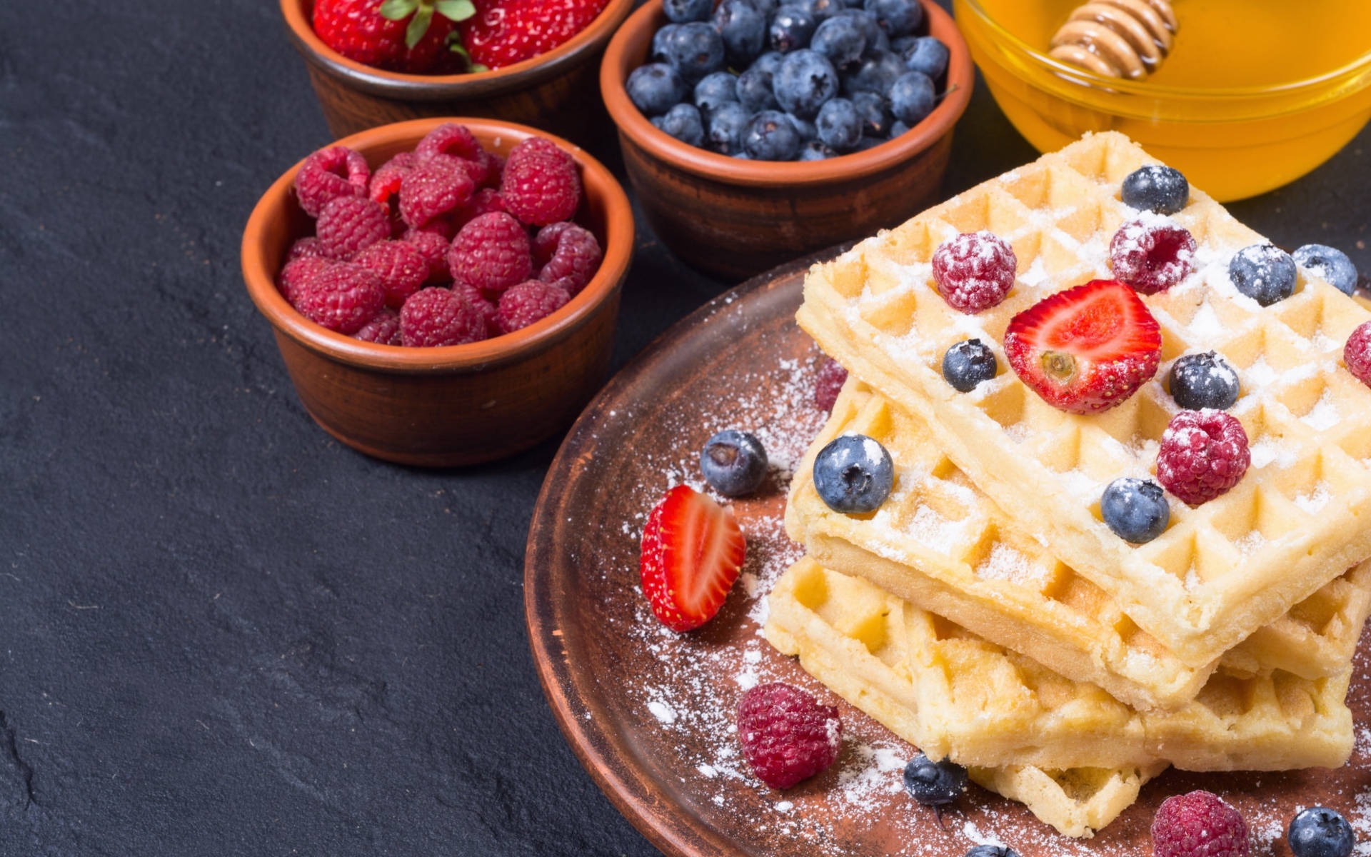 Waffles Mixed Berries Background