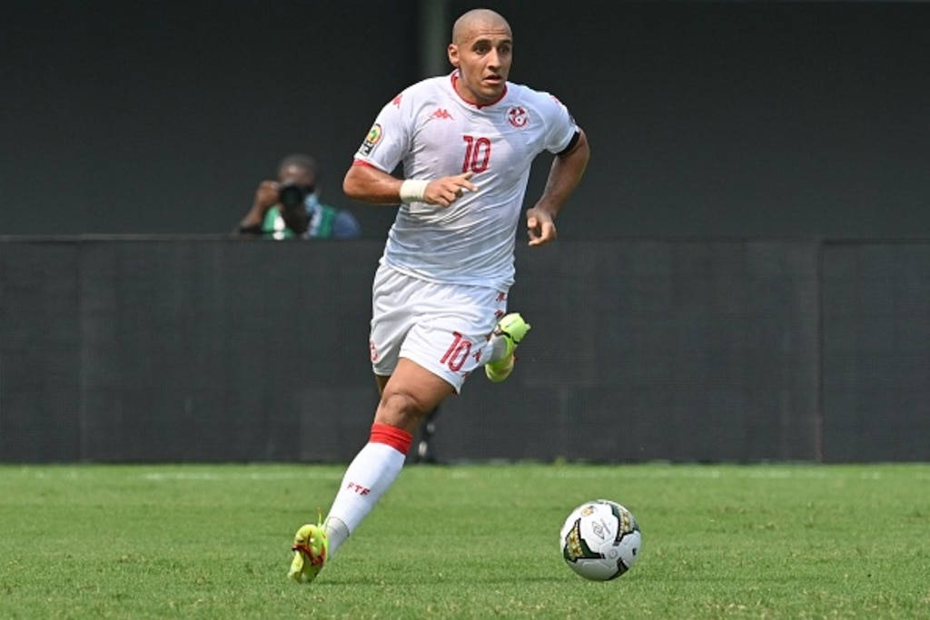 Wahbi Khazri In Action For The Tunisia National Football Team At The World Cup. Background