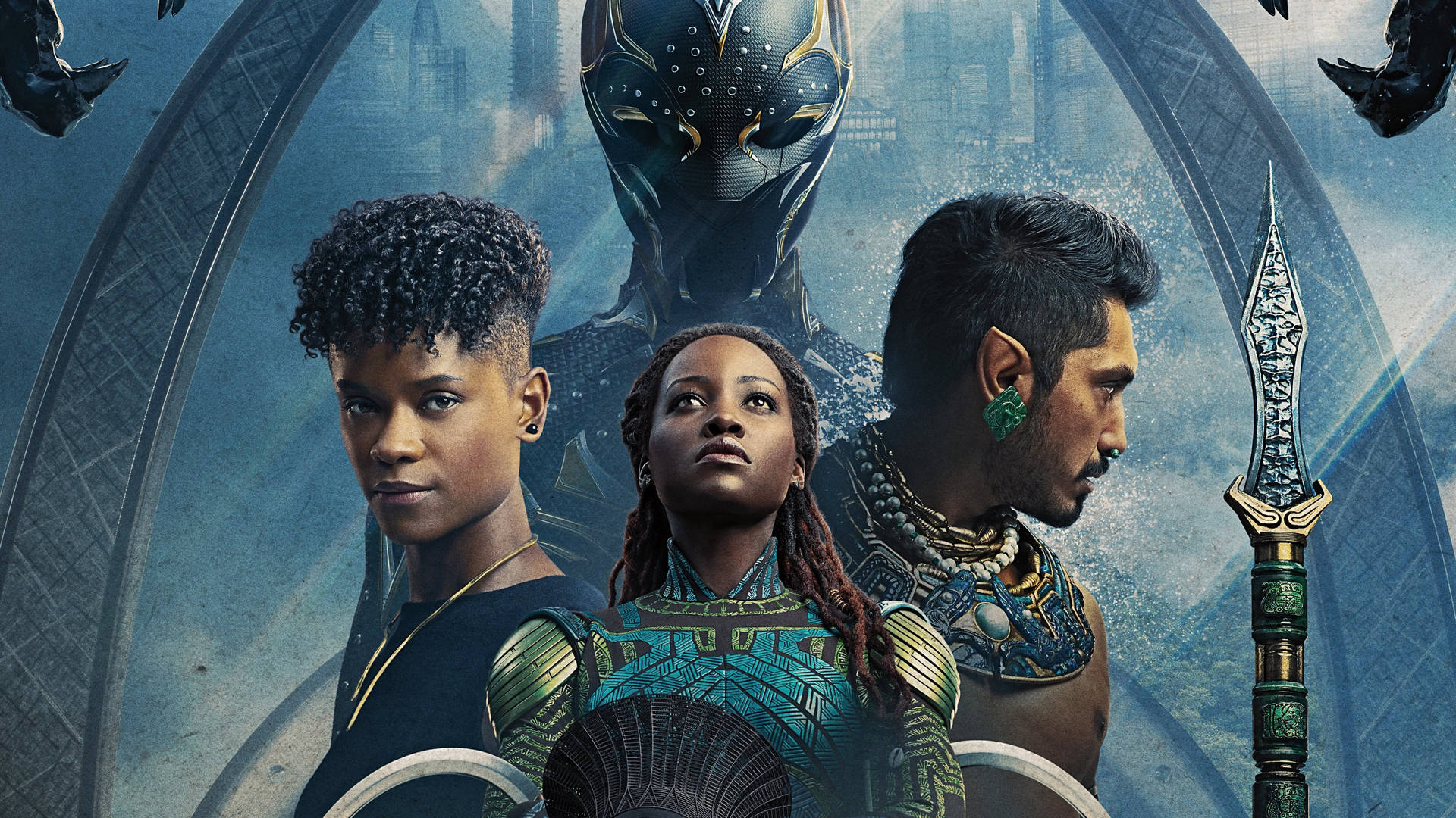 Wakanda Forever Characters With Black Panther Background
