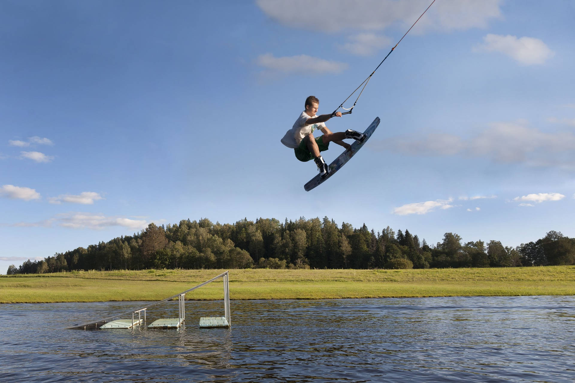 Wakeboarding Mid-air Melon Grab Trick