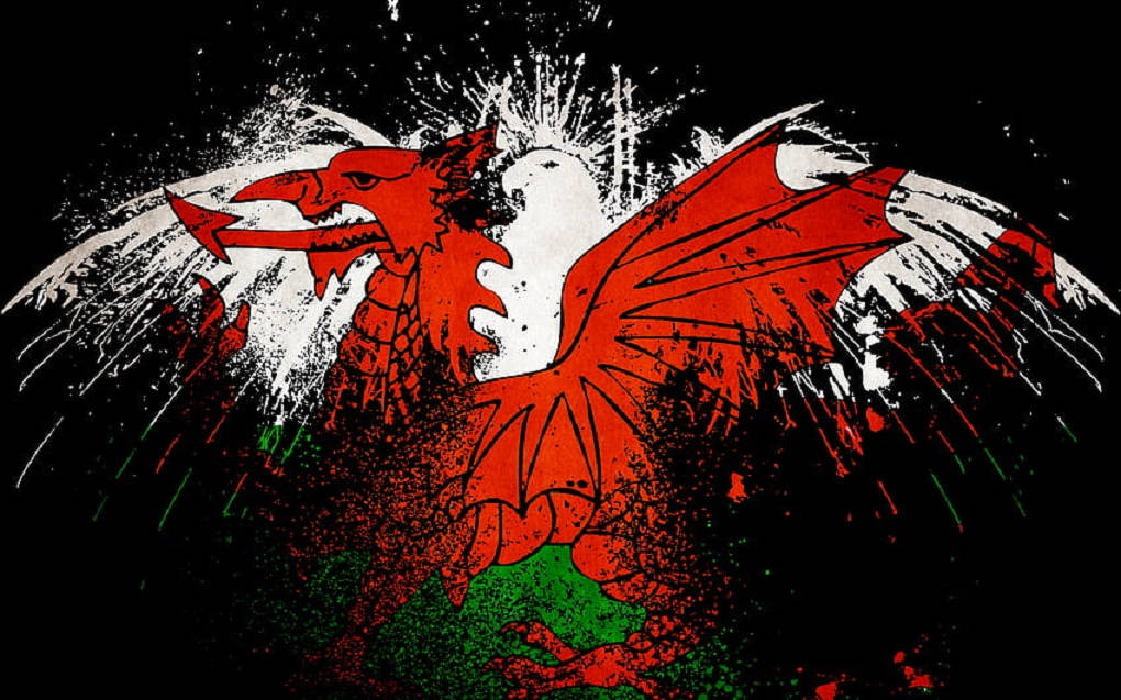 Wales National Football Team Dragon Splatter Paint Background