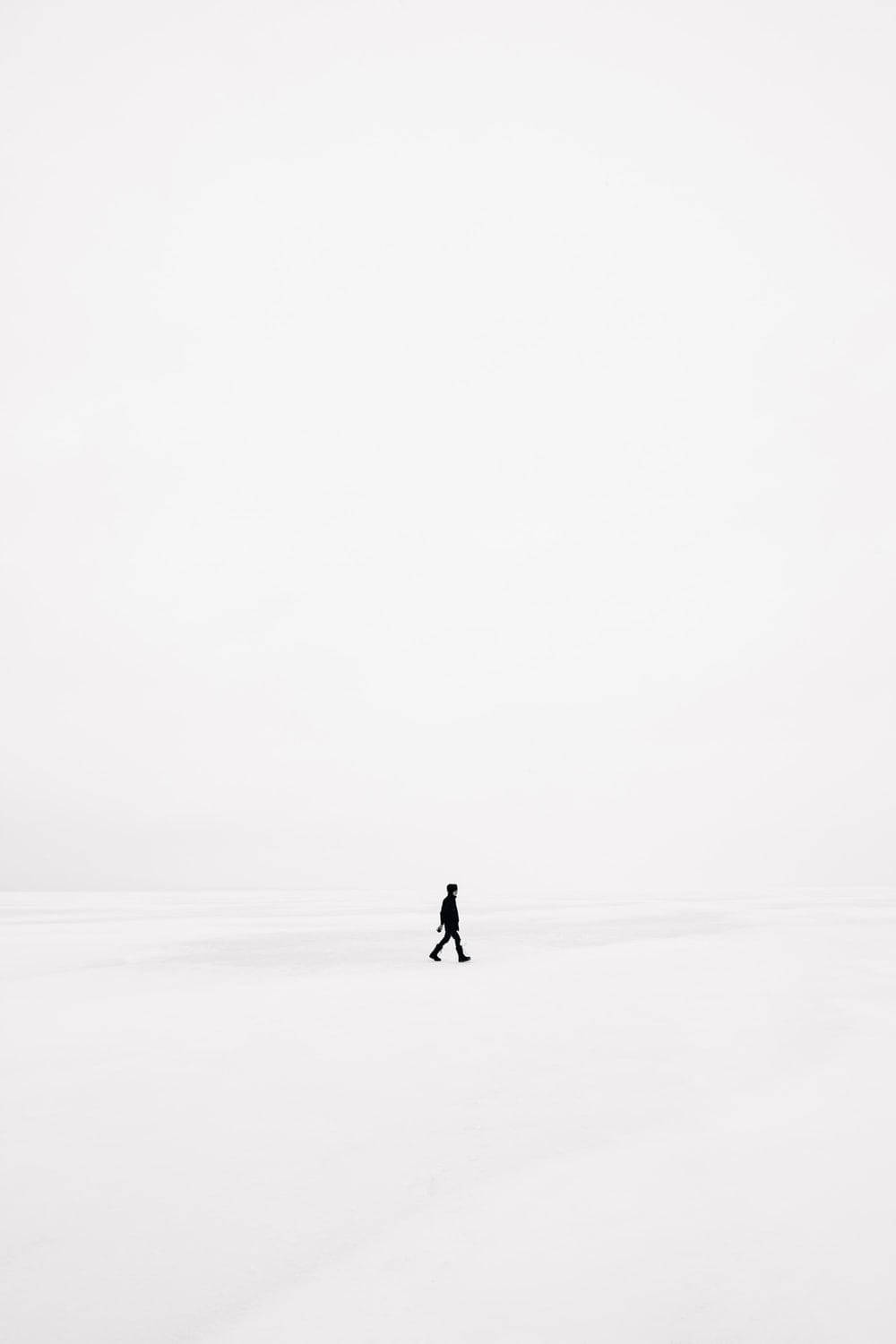 Walking Across Cool White Background