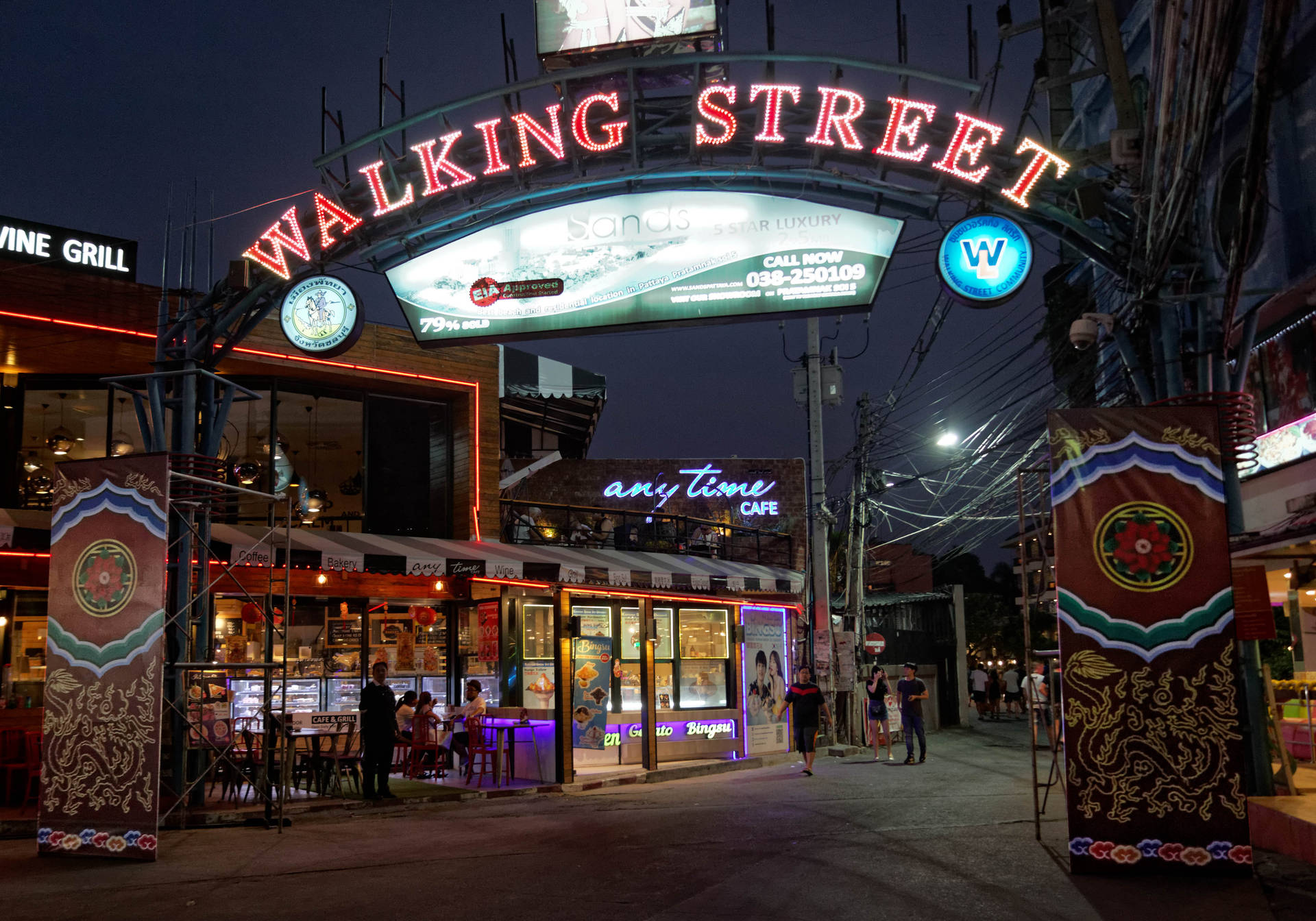 Walking Street Entrance In Pattaya Background