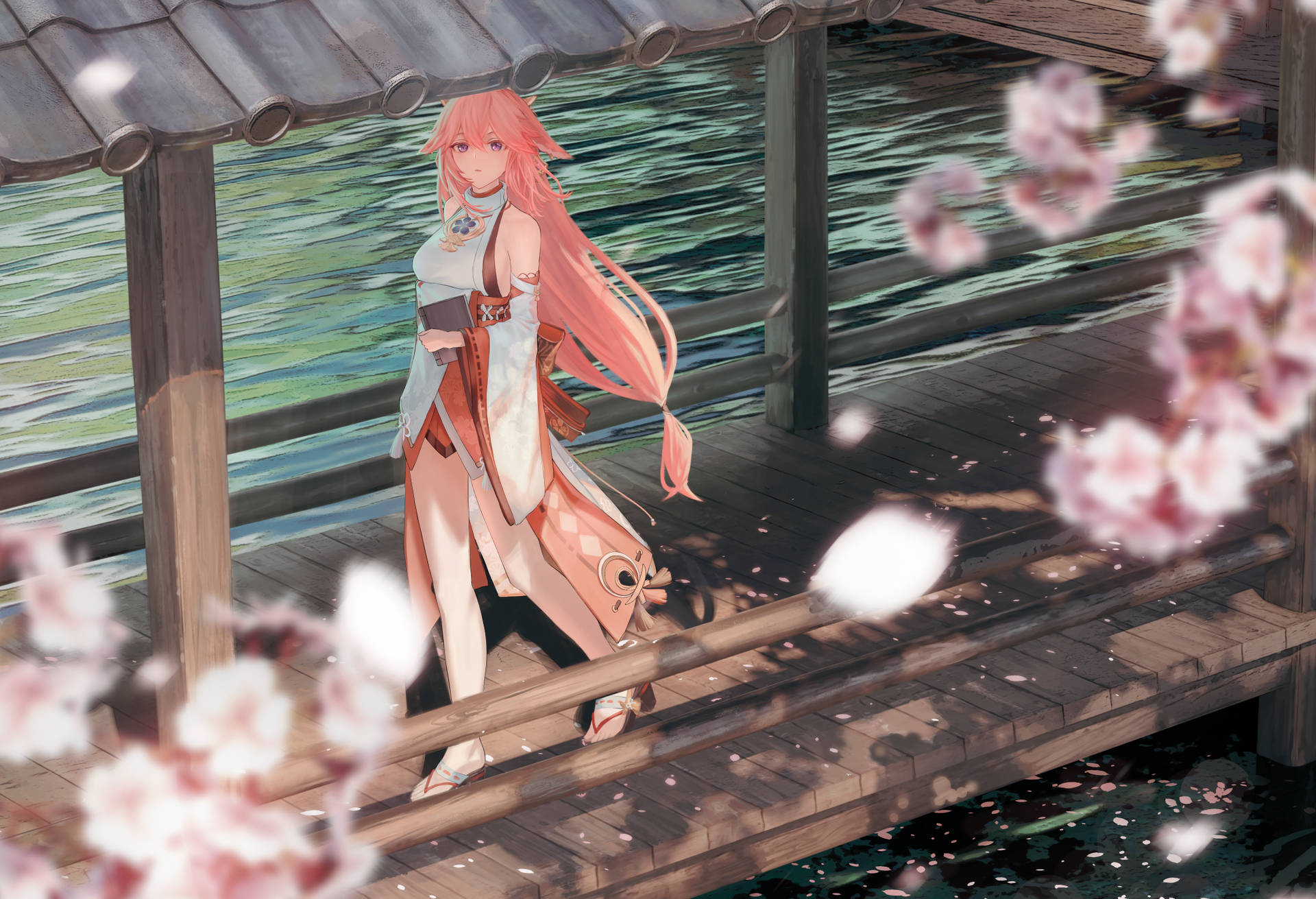 Walking Yae Miko Background