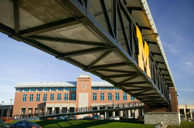 Walkway With A Big M Campus Of The University Of Missouri Background