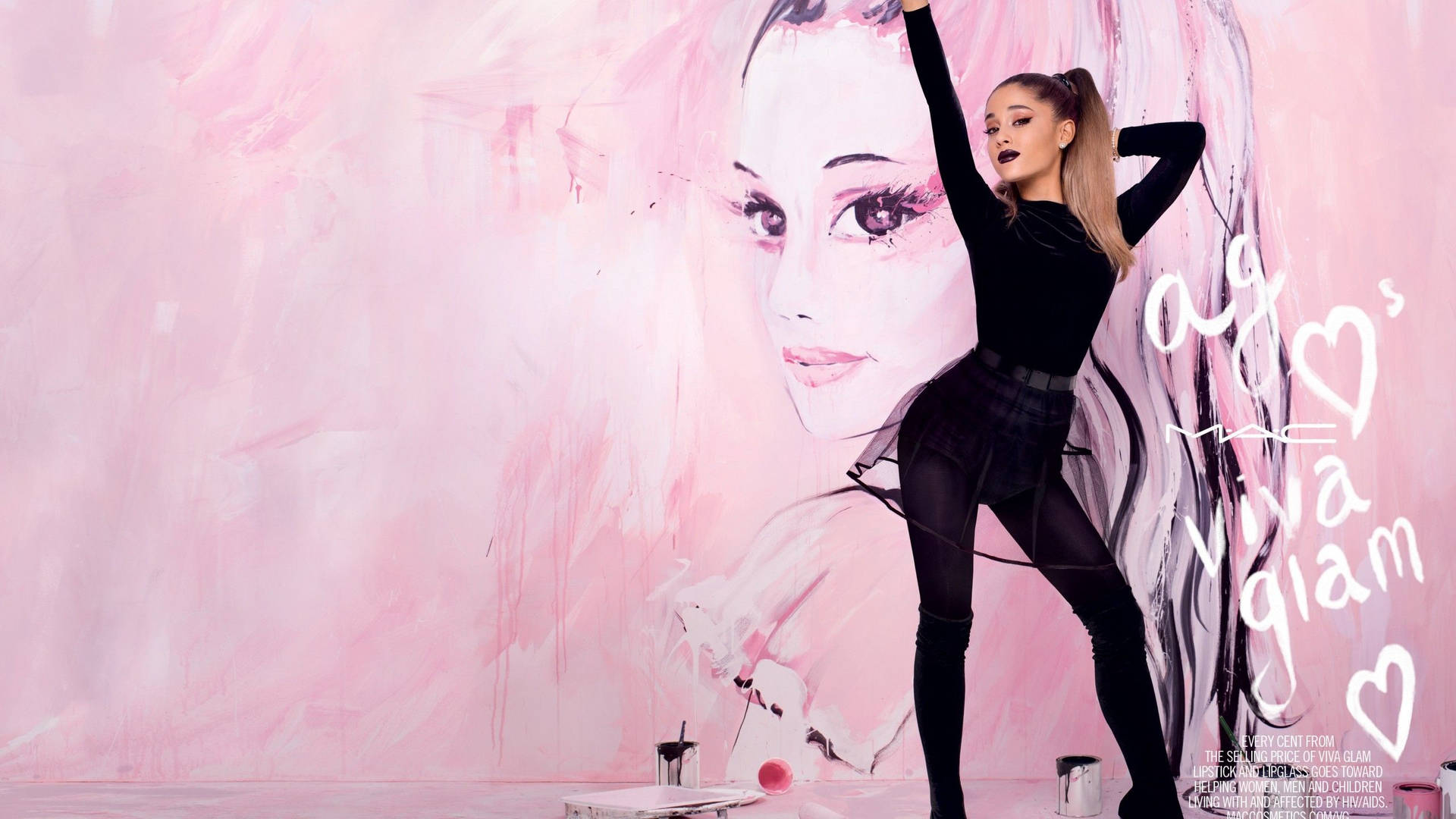 Wall Art Ariana Grande Black Suit Background