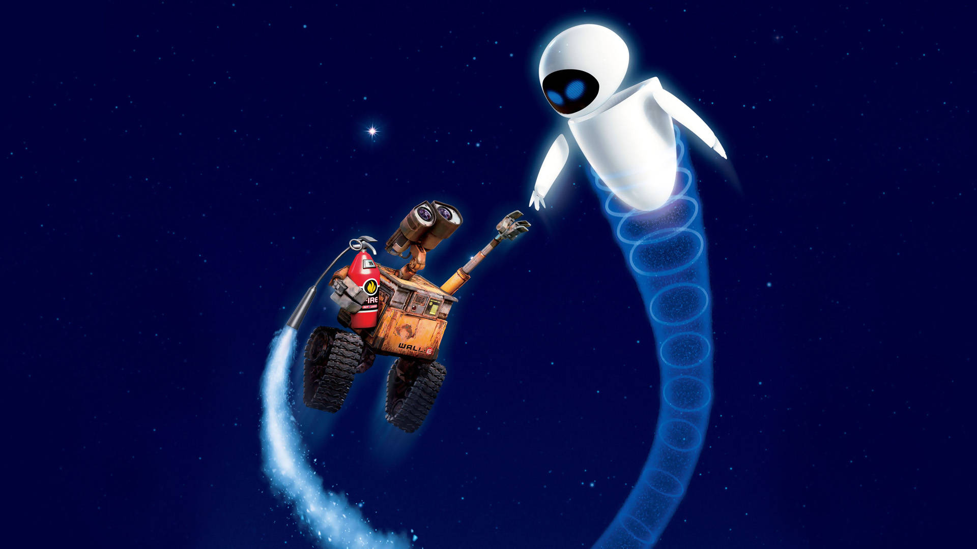 Wall E And Eve In The Galaxy Background