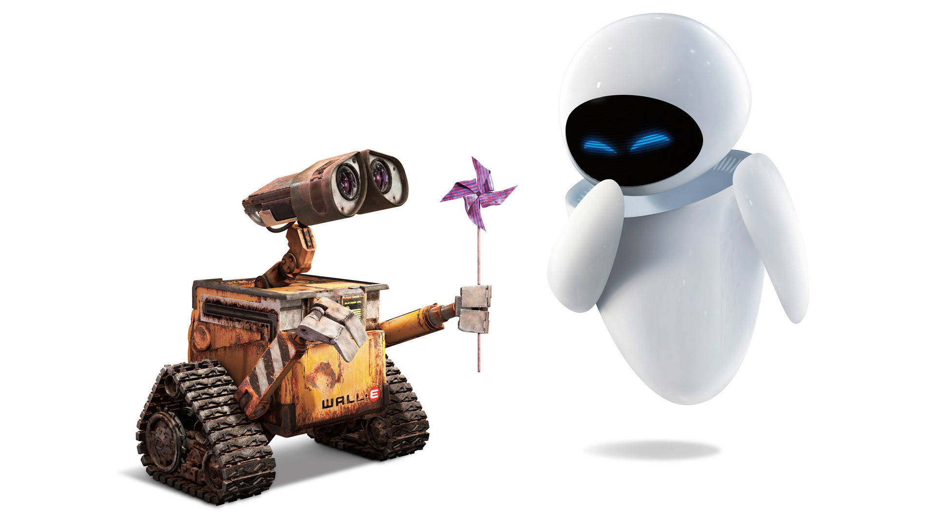 Wall E Gives Pinwheel To Eve Background