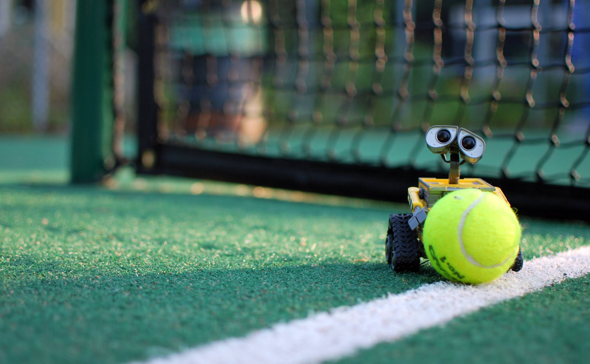 Wall E With Tennis Ball Background
