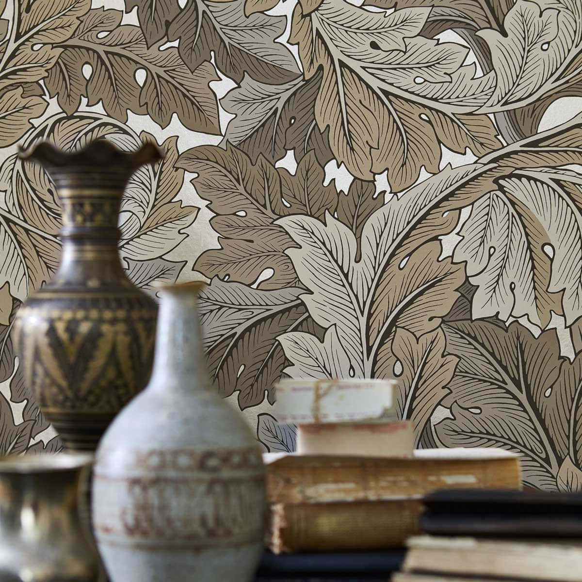 Wall Motif With Multifaceted Foliage Background