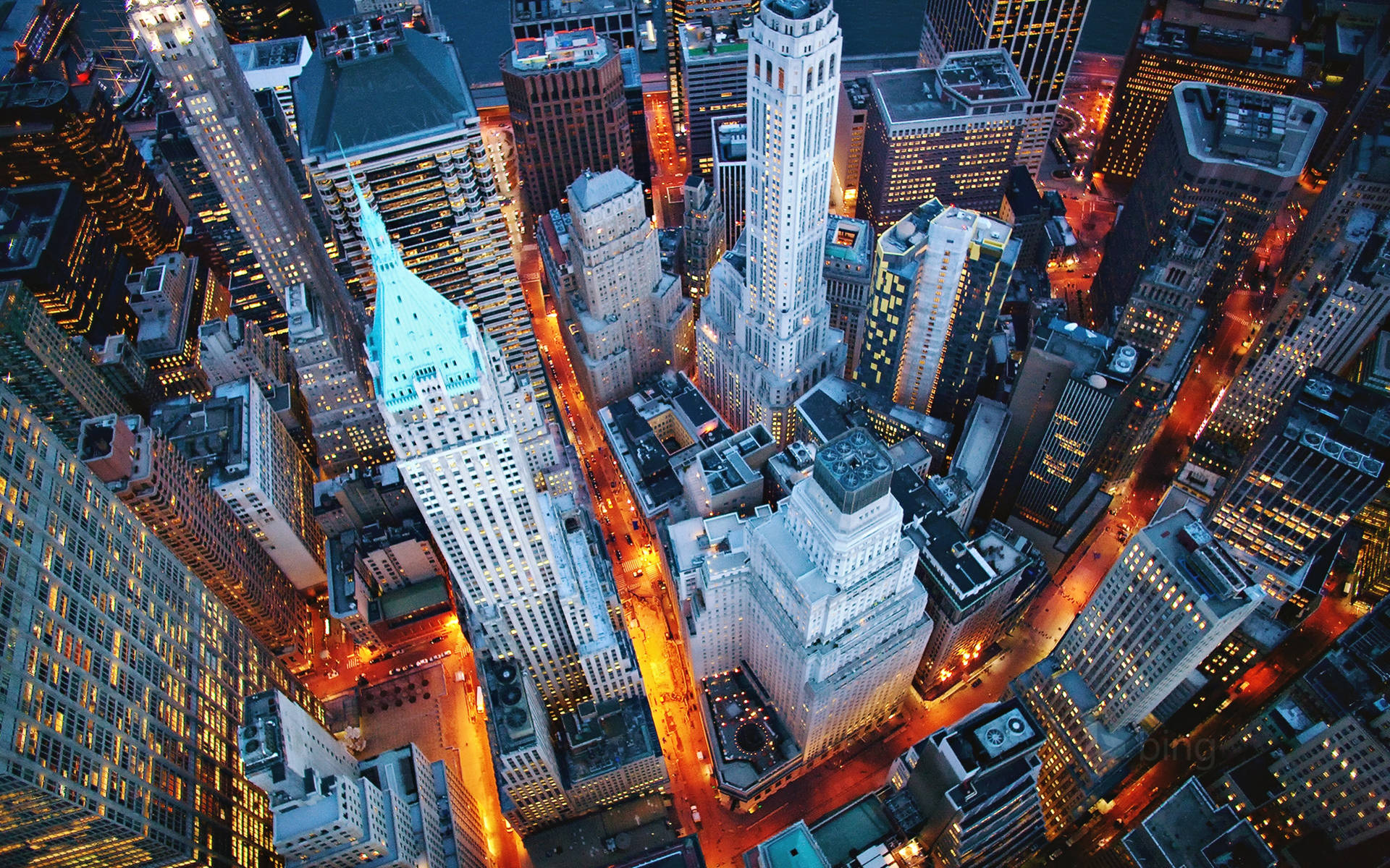 Wall Street City Lights Background
