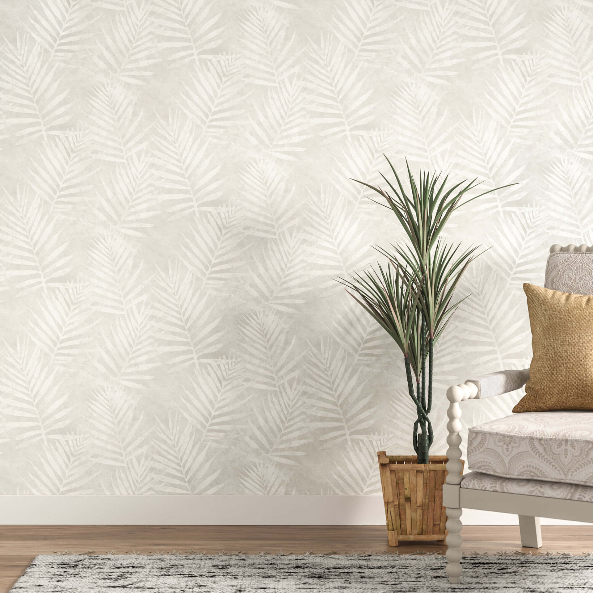 Wall With Subtle Design Alongside A Plant Background