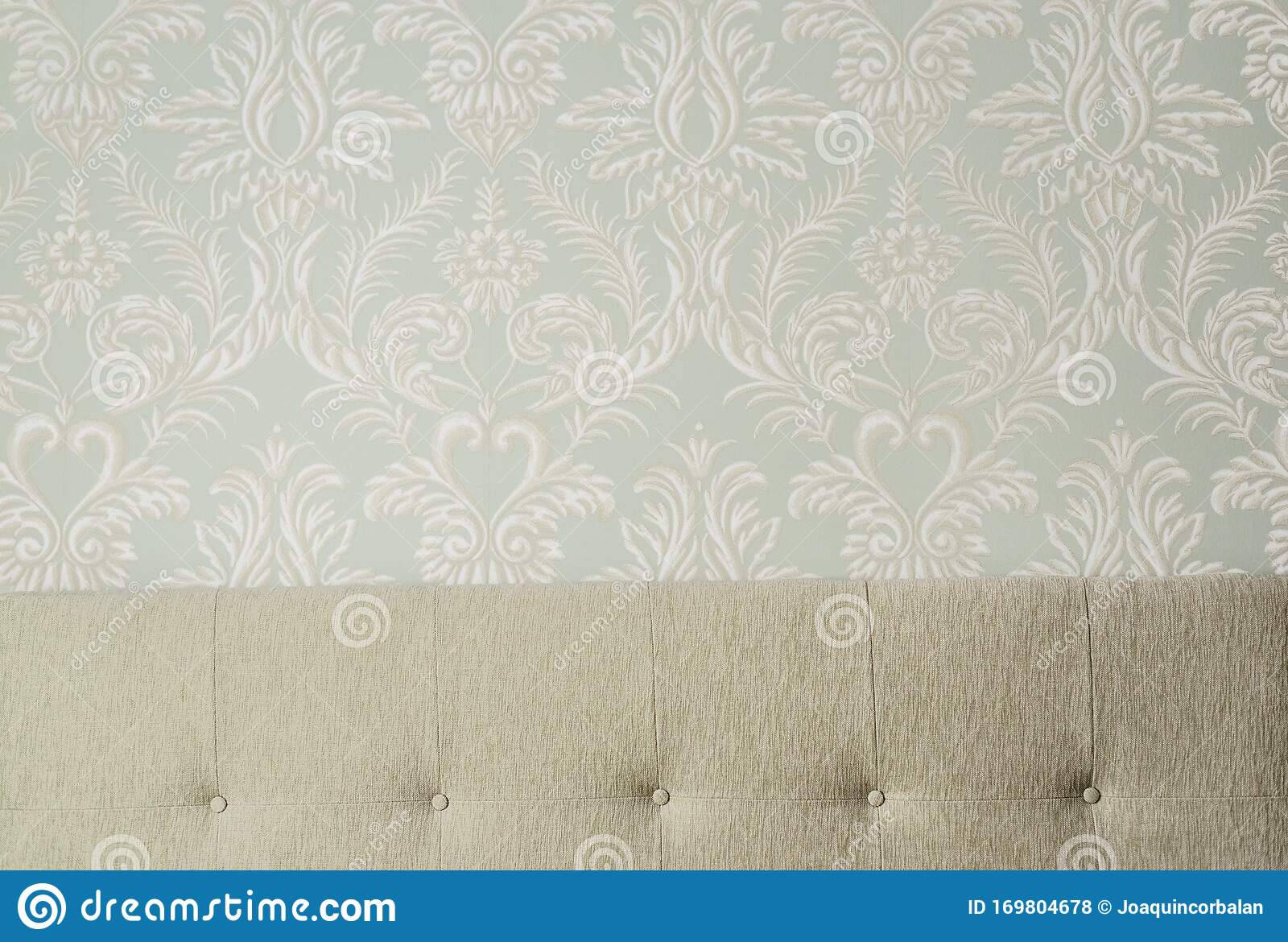 Wallpaper Background With A Beige Headboard Background