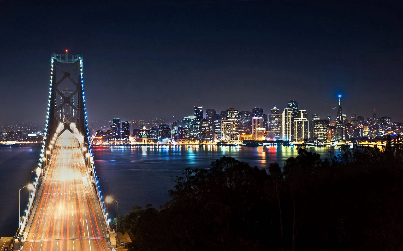 Wallpaper San Francisco, Bridge, Night City Background