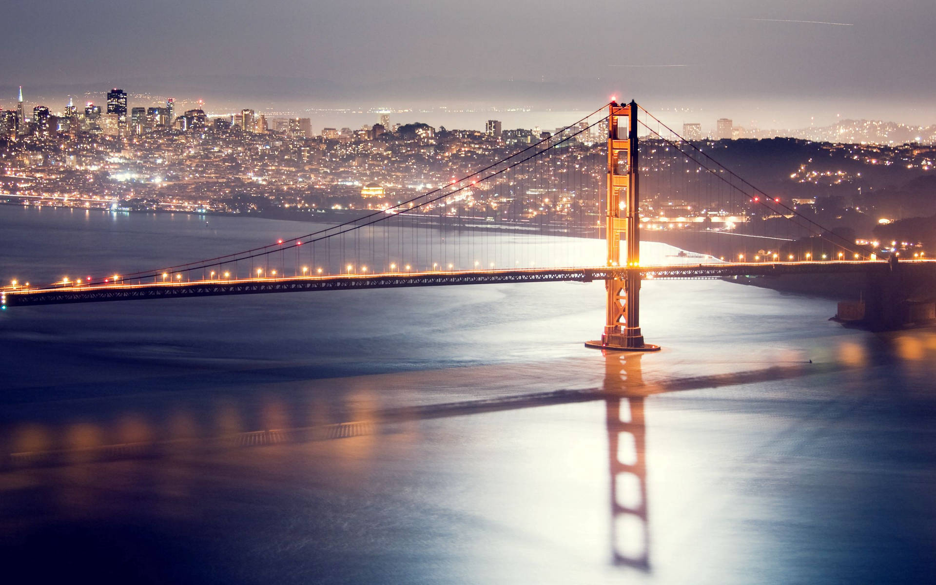 Wallpaper San Francisco, Night, Bridge, Lights, Hdr Background