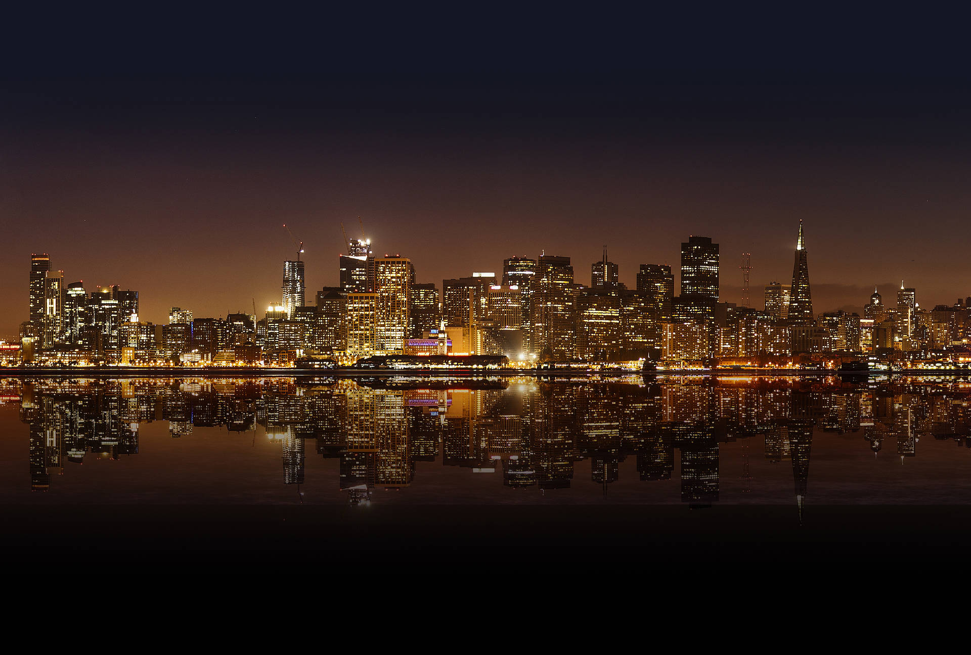 Wallpaper San Francisco, Night City, Panorama Background