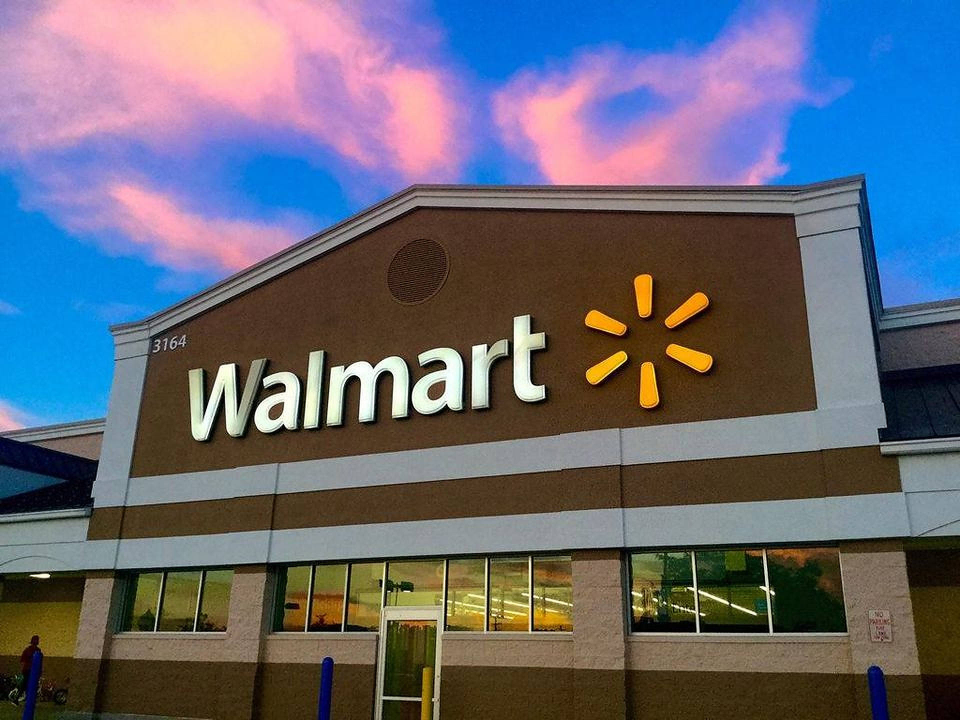 Walmart Building During Sunset Background