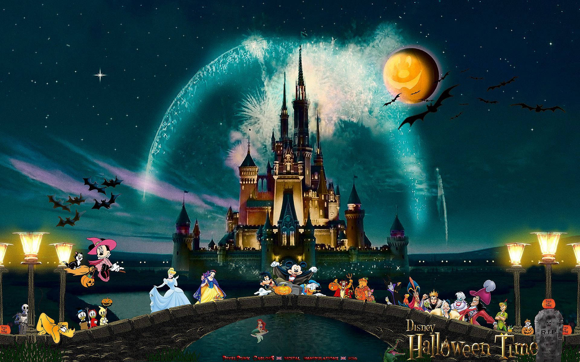 Walt Disney Castle Cute Disney Halloween Background