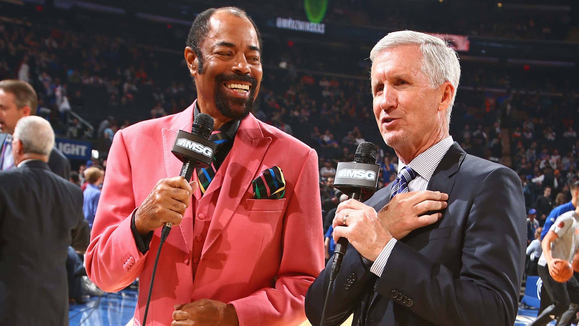 Walt Frazier And Mike Breen Commentating For New York Knicks