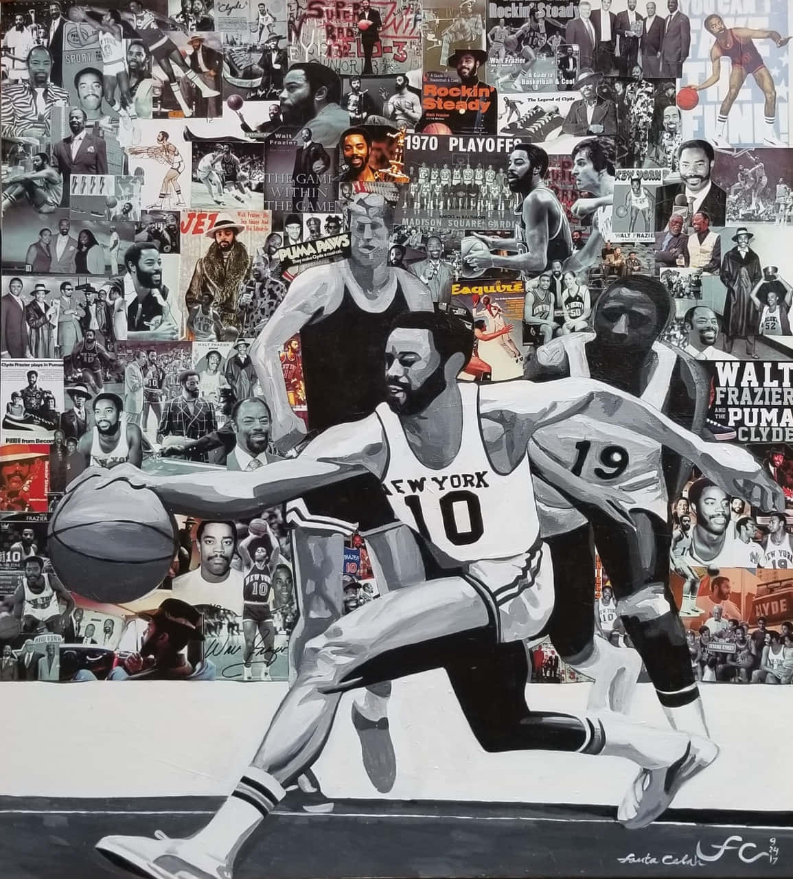 Walt Frazier Painting Life Portrait Collage
