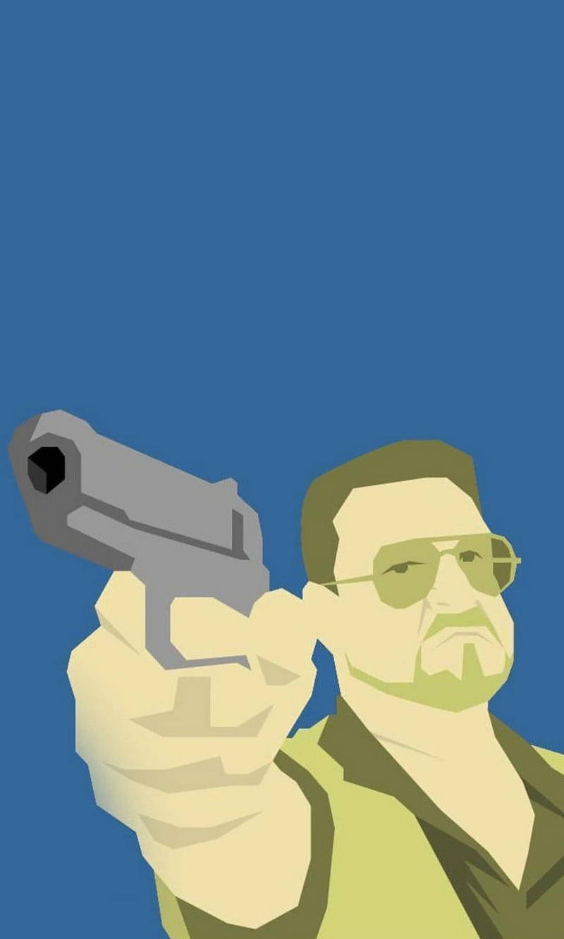 Walter Sobchak Character Illustration From The Big Lebowski Background