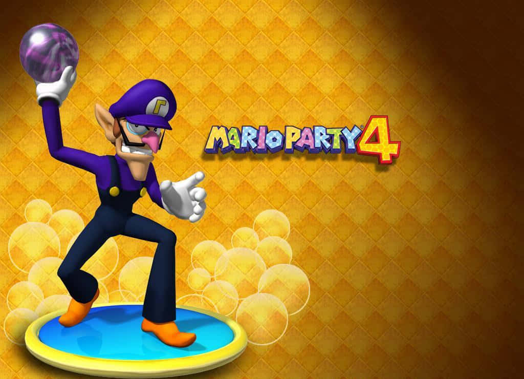 Waluigi Strikes A Mischievous Pose In A Vivid, High-quality Illustration. Background