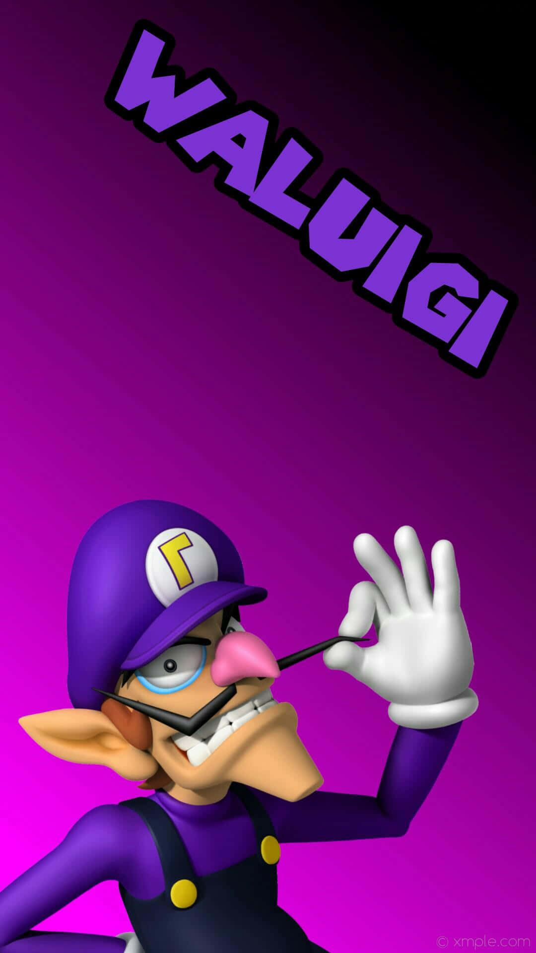 Waluigi Strikes A Pose In Action-packed Wallpaper