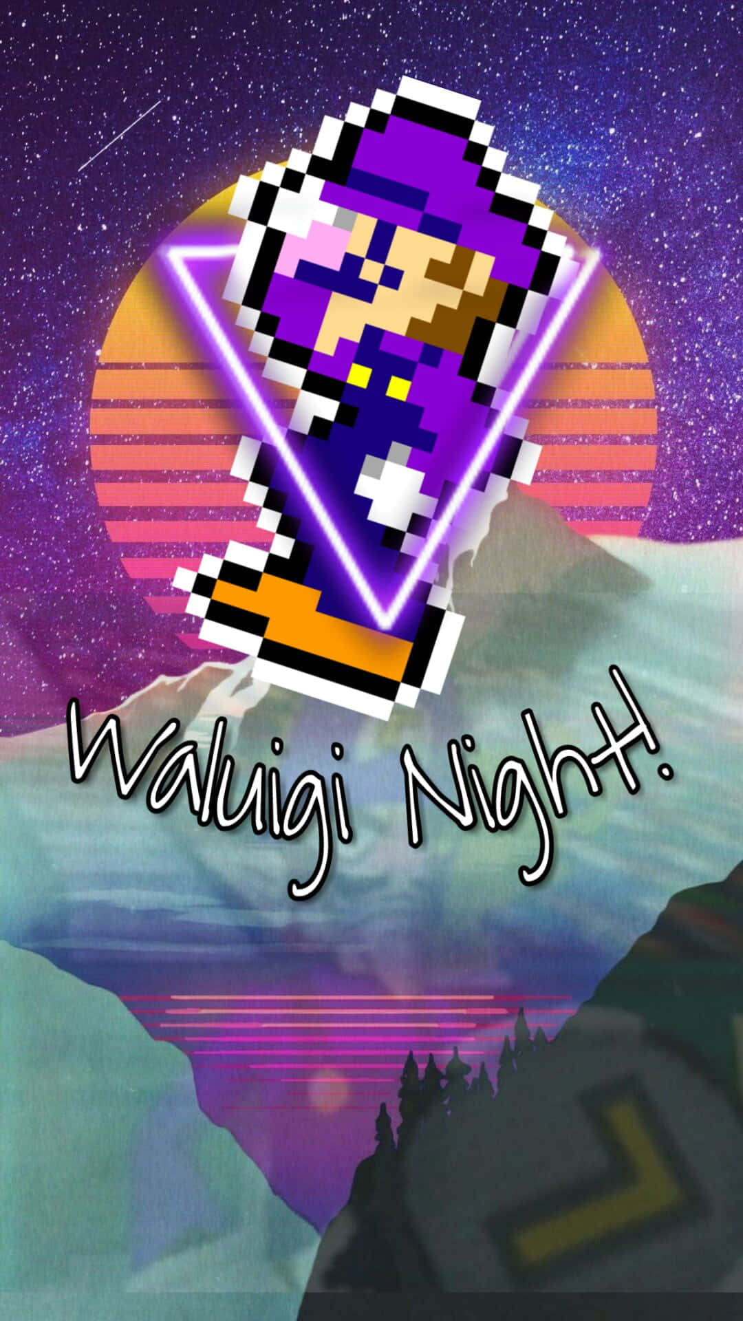 Waluigi Strikes A Pose In Vibrant Colors Background