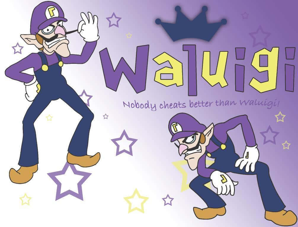 Waluigi Strikes A Victory Pose In Action