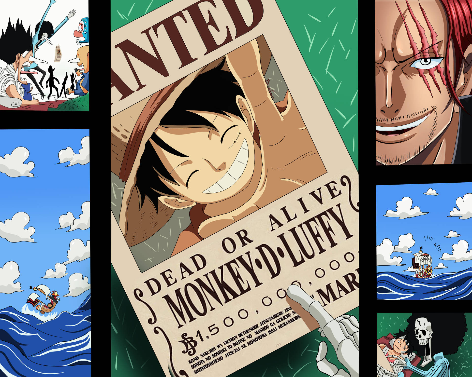 Wanted Shanks And Luffy Background