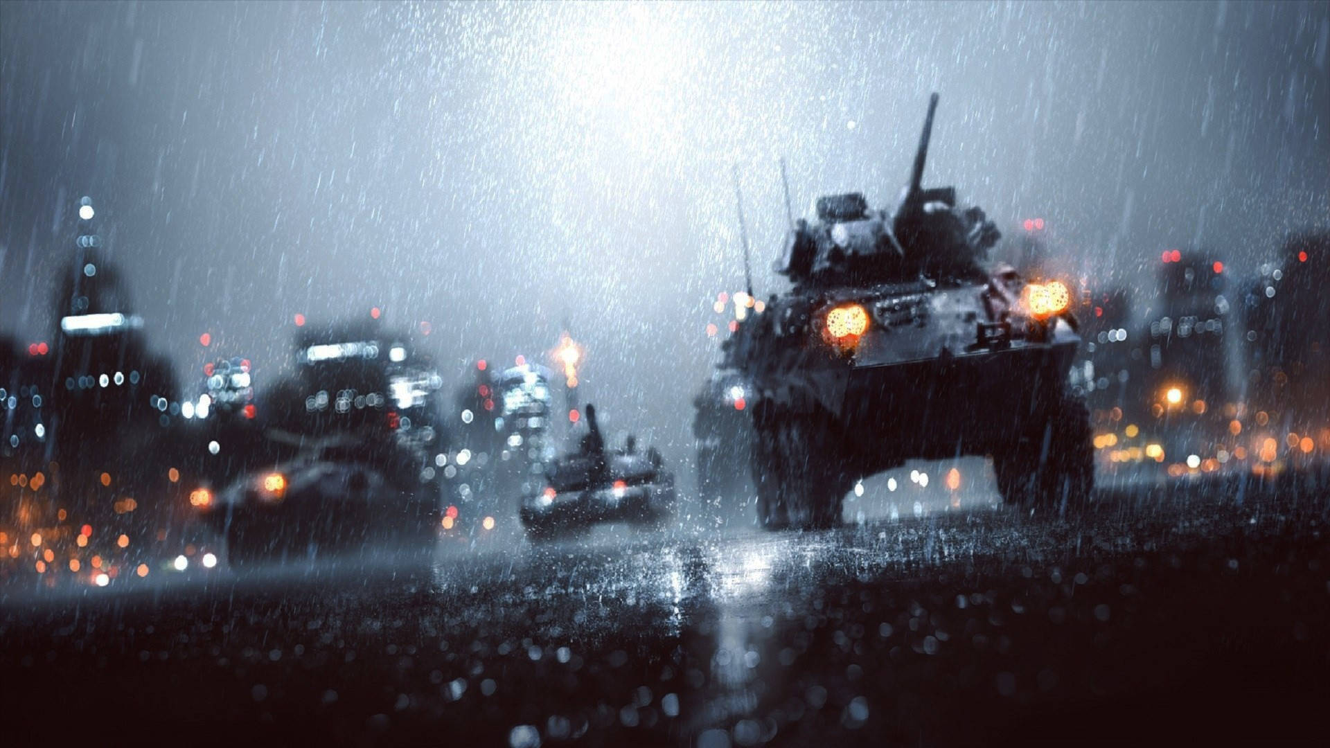 War Tanks Charging In Battlefield Game Background