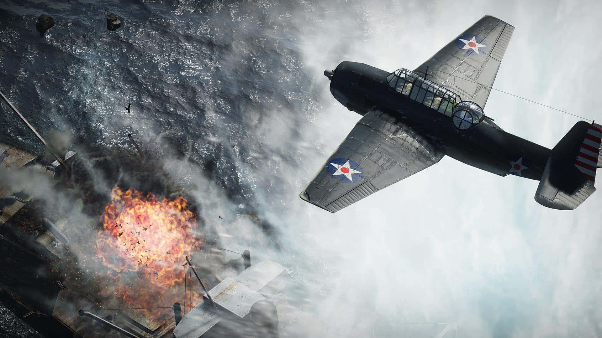 War Thunder Aerial Combat Explosion Background