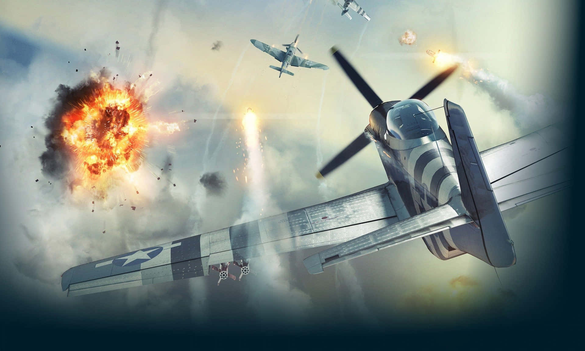 War Thunder Aerial Combat Explosion Background