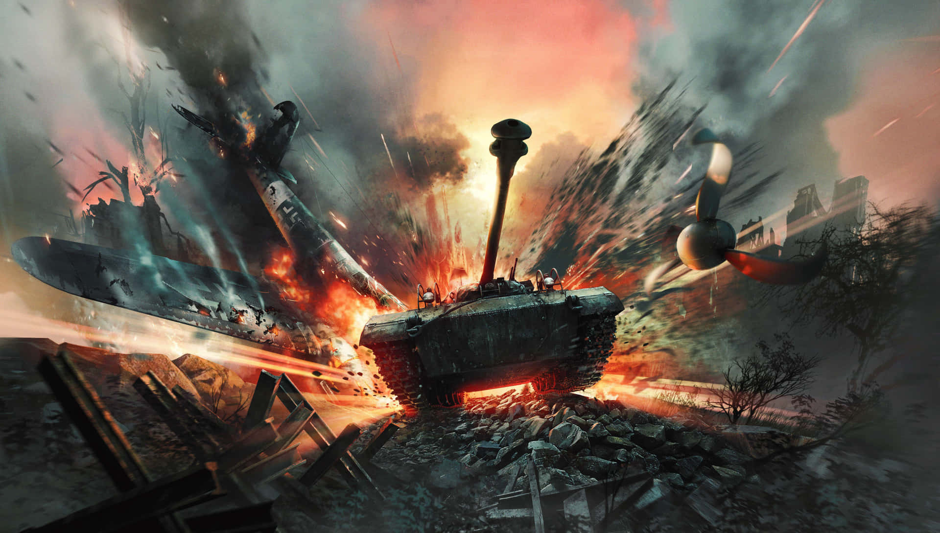 War Thunder_ Chaotic Battle Scene Background